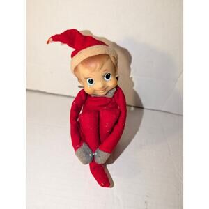Vintage 12" 1960s Knee Hugger Pixie Elf Felt Japan Red